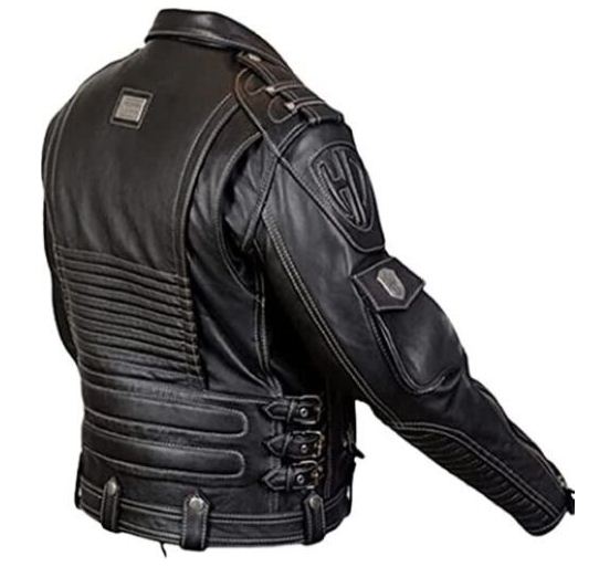 Men's Black Army Cowhide Real Leather Jacket