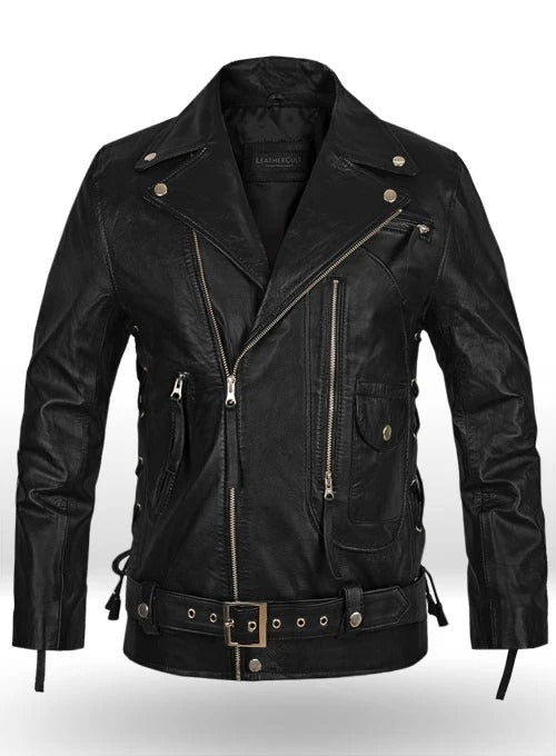 Arnold Terminator 2 Black Biker Leather Jacket
