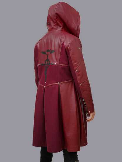 Fullmetal Alchemist Edward Elric Red Leather Coat - Anime Cosplay Long Duster Jacket