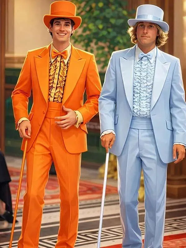 Dumb and Dumber Tuxedo Costume - Harry & Lloyd Orange and Blue Suits