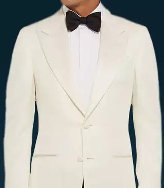 2 Piece James Bond White Tuxedo - 007 Spectre Ivory Dinner Jacket Suit for Men