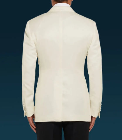 2 Piece James Bond White Tuxedo - 007 Spectre Ivory Dinner Jacket Suit for Men