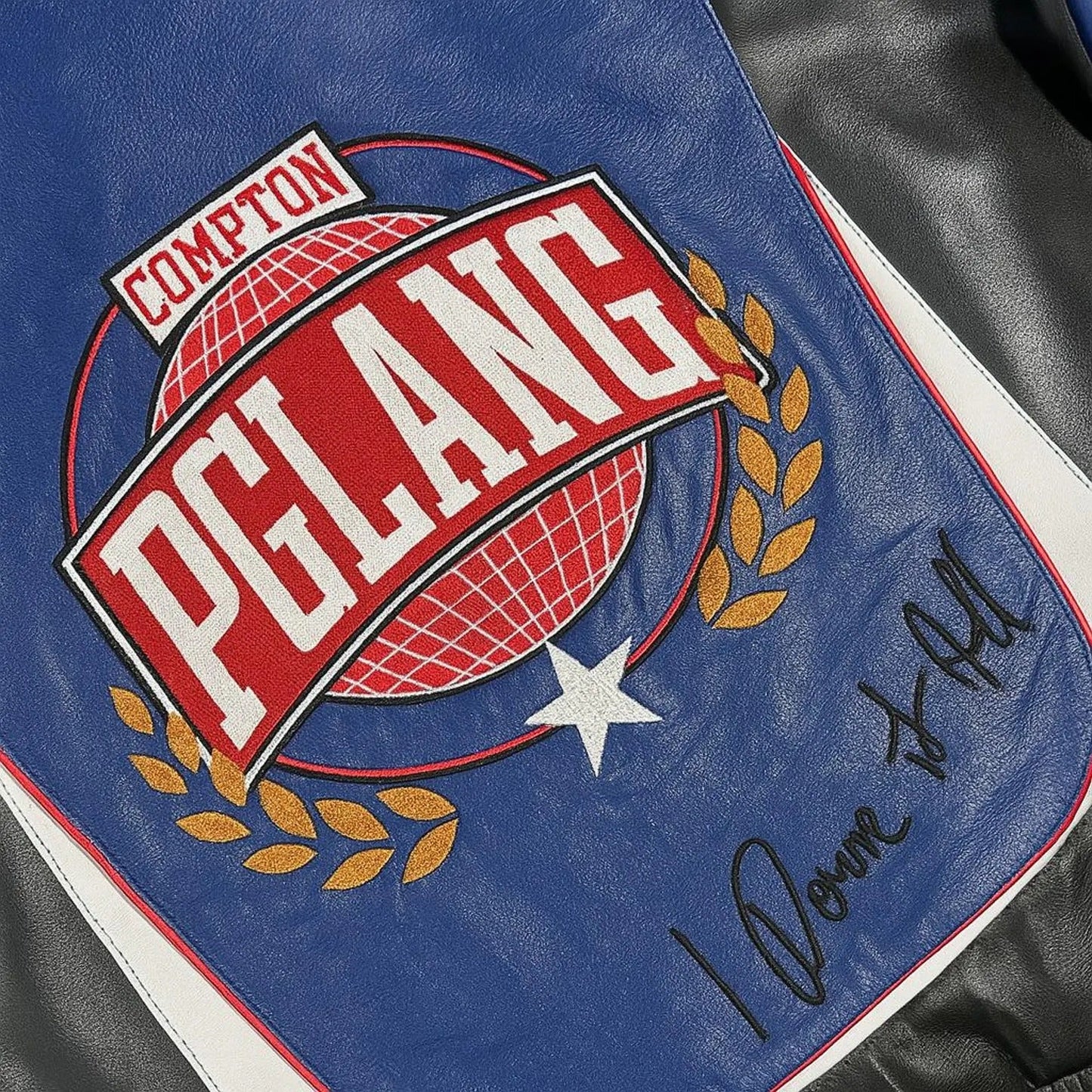 Halftime Super Bowl 2025 Gloria Kendrick Lamar Blue Leather Jacket