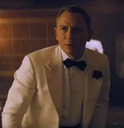2 Piece James Bond White Tuxedo - 007 Spectre Ivory Dinner Jacket Suit for Men