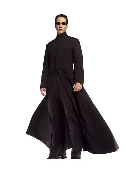 The Neo Matrix Trench Coat - Keanu Reeves Black Leather & Wool Long Coat for Men & Women | Movie Replica & Cosplay Jacket