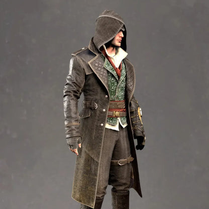 Assassins Creed Hooded Long Trench Coat - Leather Assassin Cosplay Jacket