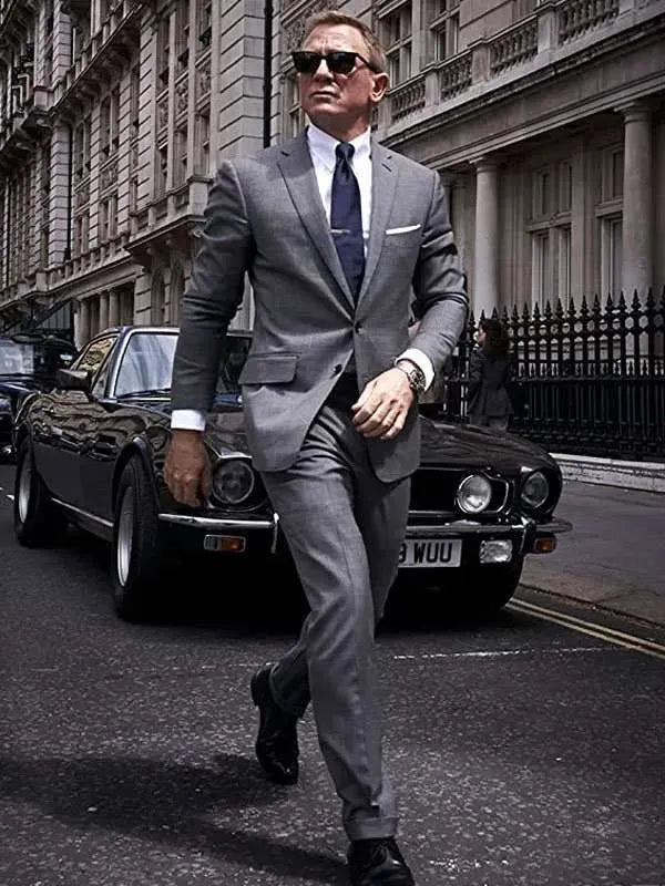 James Bond No Time To Die Grey Suit - Tom Ford O’Connor Prince of Wales Check Men’s Suit