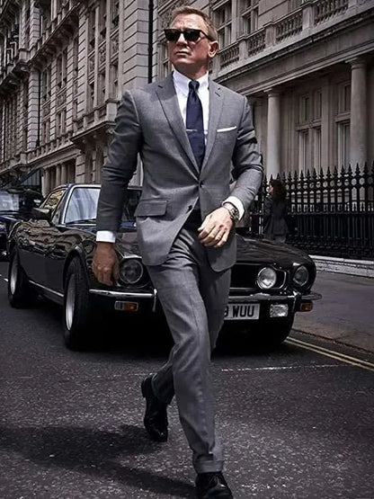 James Bond No Time To Die Grey Suit - Tom Ford O’Connor Prince of Wales Check Men’s Suit