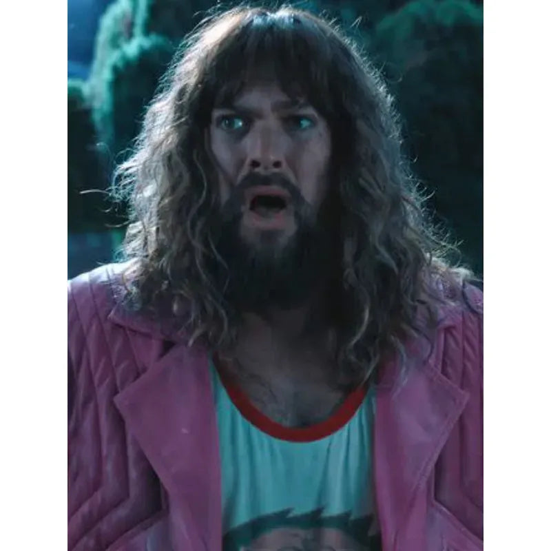 Jason Momoa A Minecraft Movie Leather Jacket - Garrett Garrison Pink Fringe Jacket